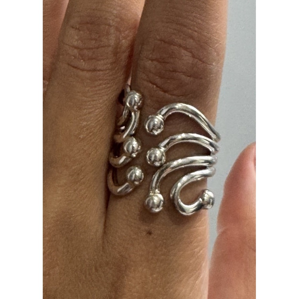 925 Sterling Silver Vintage Bead Wide‎ Ring Size 8